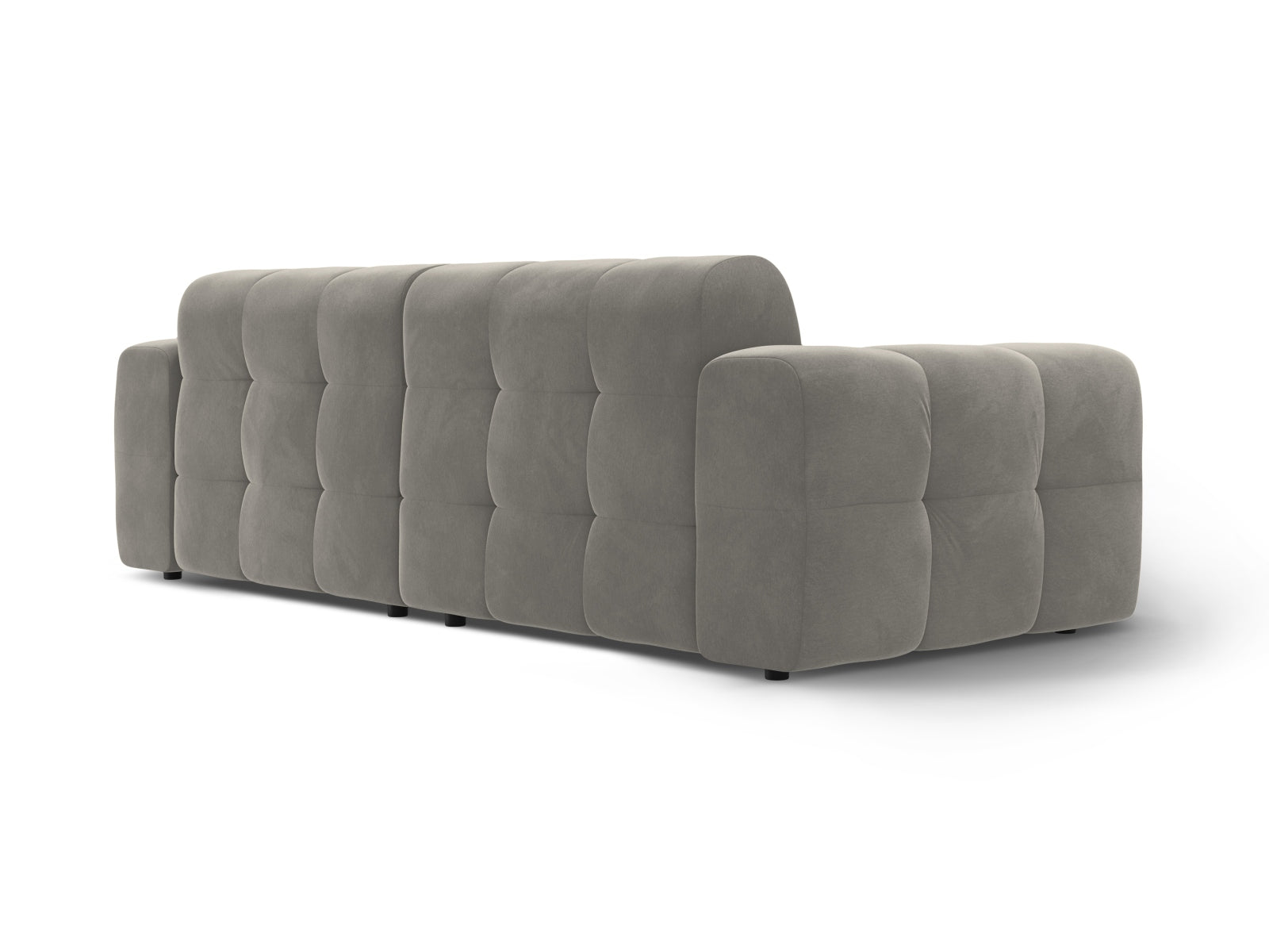 Elegantes Kendal Velour Sofa in stilvollem Dunkelgrau, ideal für entspannte Stunden mit Freunden oder Familie. Hochwertiges 4-Sitzer Design von Micadoni.