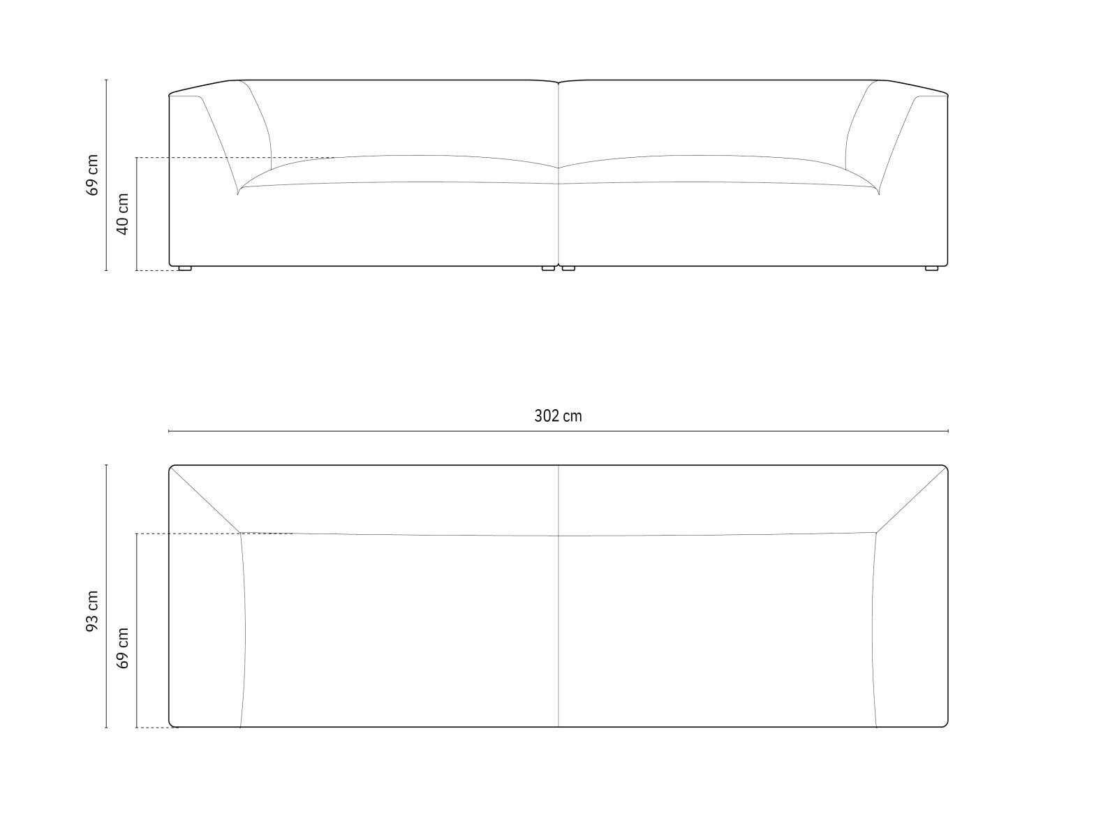 Elegantes Ruby 4-Sitzer Sofa in klassischem Grau, perfekt für entspannte Abende und gesellige Treffen. Hochwertige Verarbeitung von Micadoni.