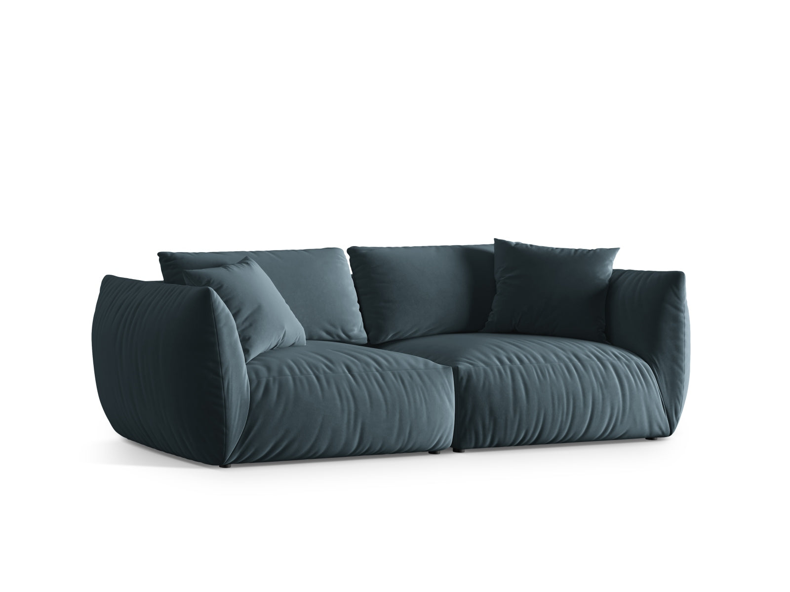 Elegantes Chris Velour Modular Sofa für 4 Personen in sanftem Pastellblau, ideal für stilvolle Wohnräume.