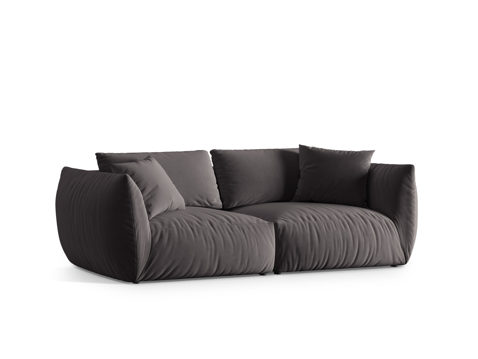 Elegantes Chris Velour Modular Sofa für 4 Personen in Dunkelgrau, ideal für stilvolle Wohnräume und gemütliche Abende.
