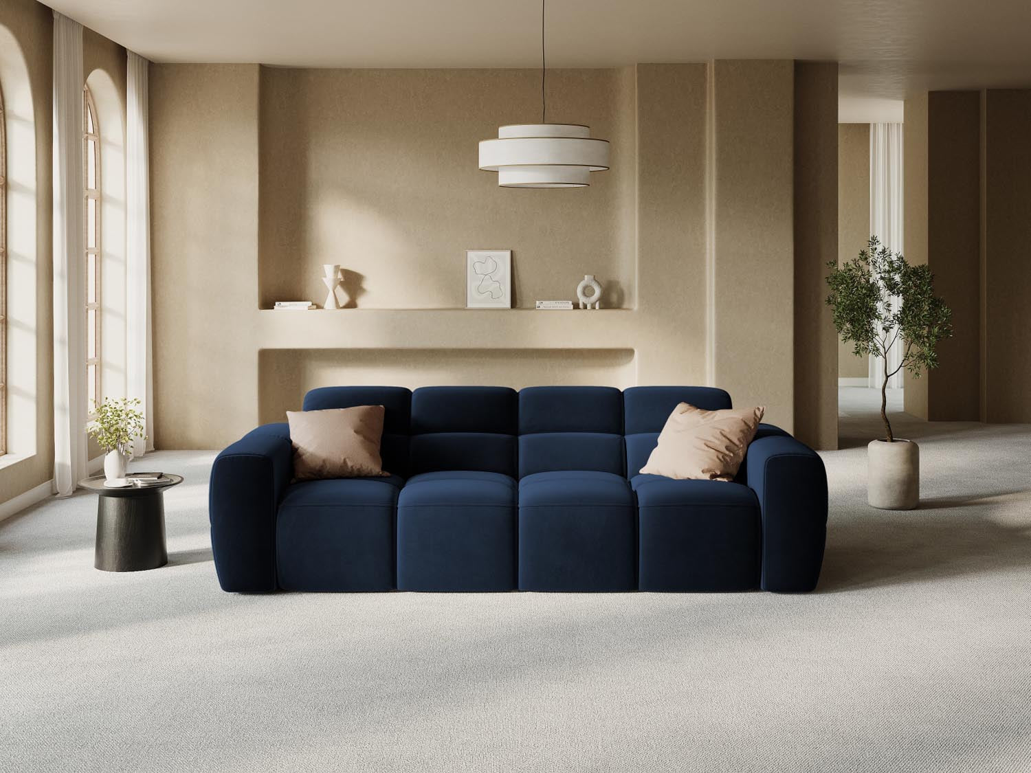 Entdecken Sie das stilvolle Lisa Velour Sofa 4 Sitzer von Micadoni. Ideal für Ihr modernes Wohnzimmer, bietet es höchsten Komfort und elegantes Design.