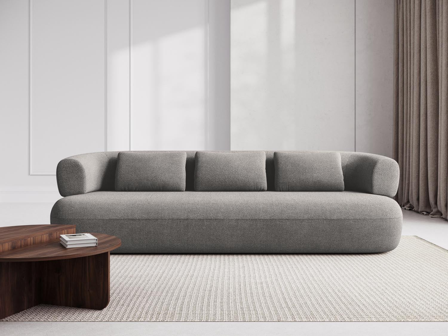 Entdecken Sie das stilvolle Jenny Boucle Sofa 4 Sitzer von Micadoni – der Inbegriff von Eleganz und Komfort für Ihr modernes Wohnzimmer.