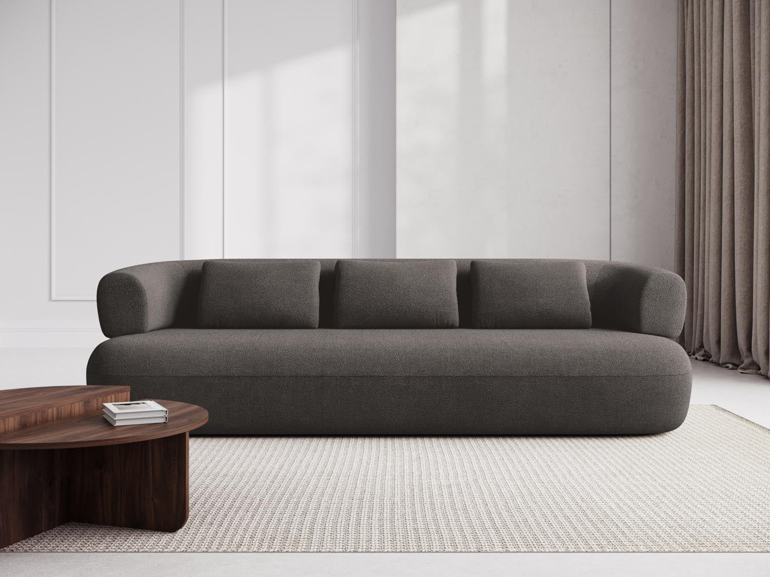 Entdecken Sie das stilvolle Jenny Boucle Sofa 4 Sitzer von Micadoni – der Inbegriff von Eleganz und Komfort für Ihr modernes Wohnzimmer.