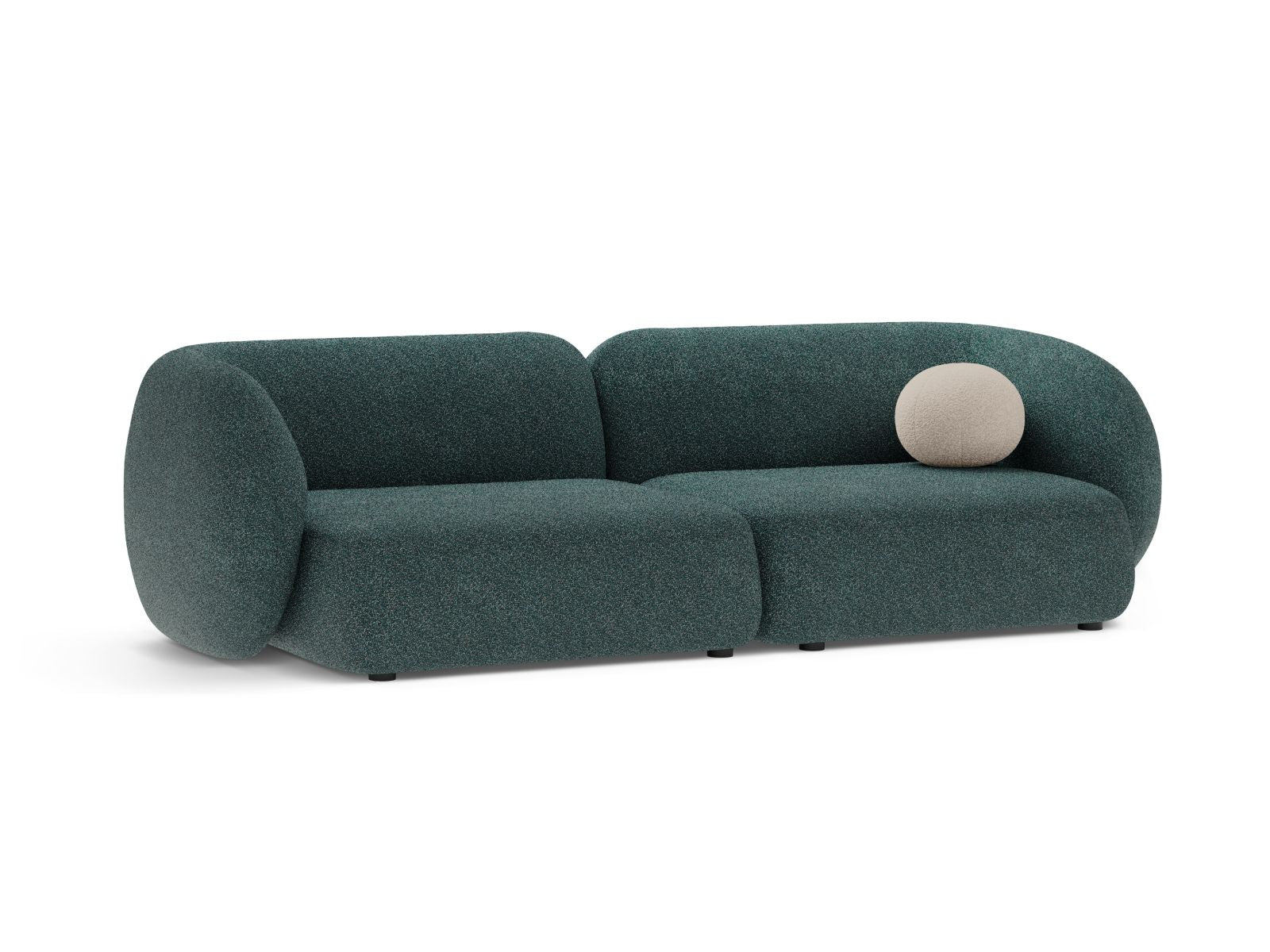 Elegantes 4-Sitzer Sofa Kate in grün-blauem Melange-Stoff, ideal für stilvolle Wohnräume, erhältlich bei KAQTU Design AG.