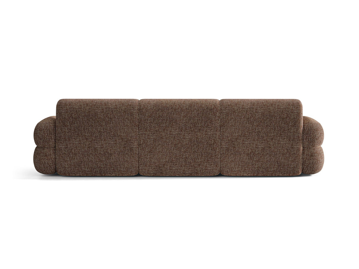 Modulares 4er Sofa Neo von Micadoni in dunklem Olivgrün mit strukturiertem Stoffbezug, hoher Rückenlehne und schwarzen Kunststoffbeinen.