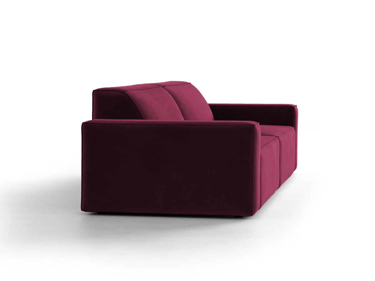 Modulares 4er Sofa Jodie von Micadoni in leichtem Beige mit Venus Samtstoff, schwarzen Kunststoffbeinen und niedriger Rückenlehne.