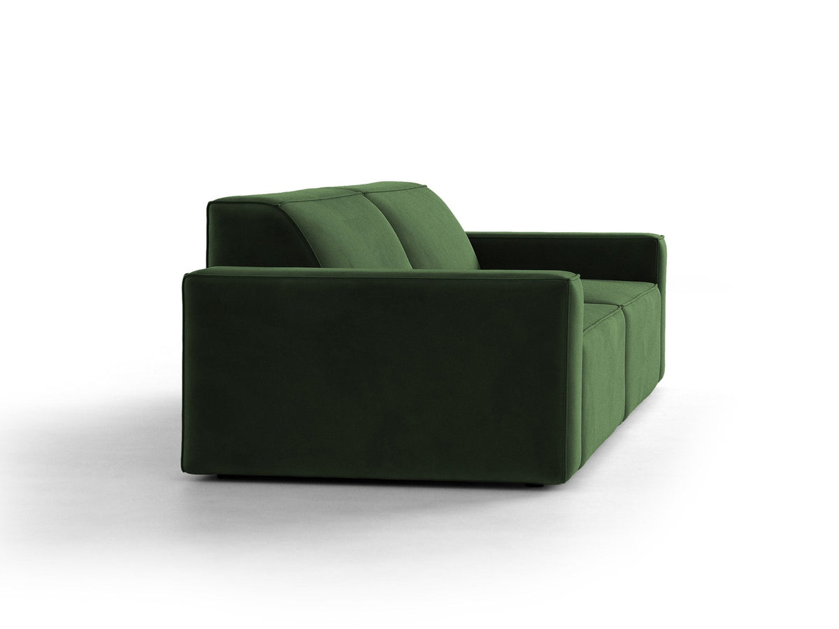 Modulares 4er Sofa Jodie von Micadoni in leichtem Beige mit Venus Samtstoff, schwarzen Kunststoffbeinen und niedriger Rückenlehne.