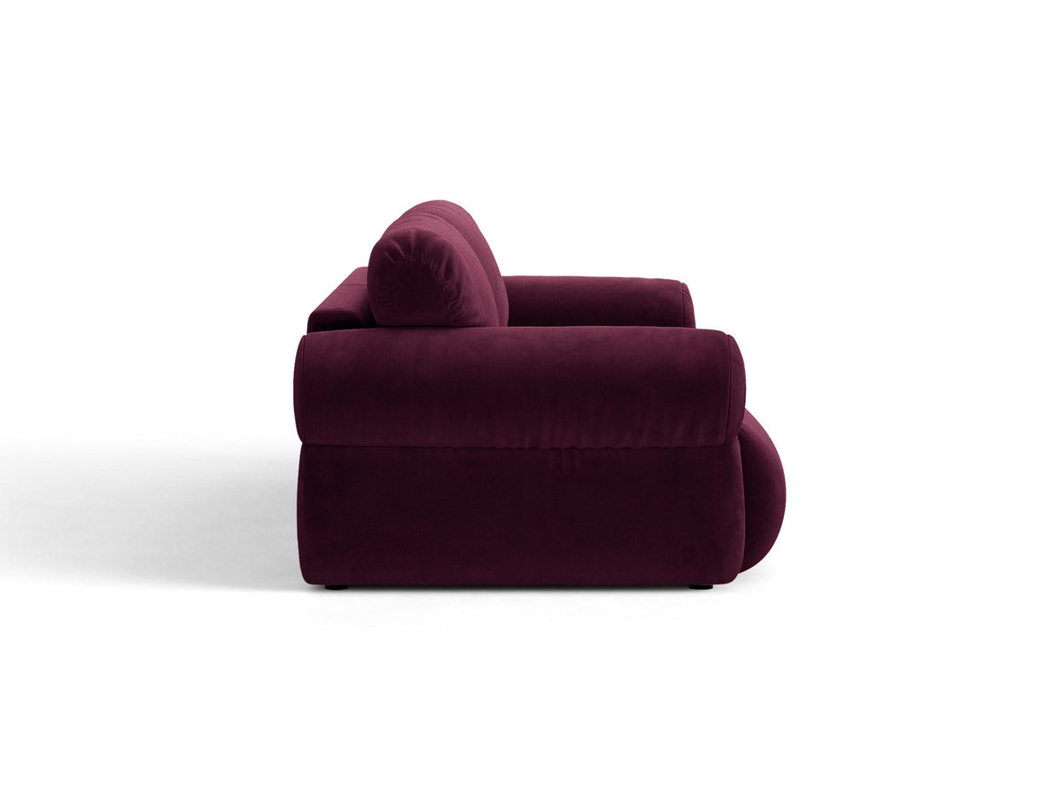 Beiges 4er Sofa Ophelia von Micadoni mit Liberty-Stoffbezug, niedriger Rückenlehne und schwarzen Kunststoffbeinen aus Polypropylen.