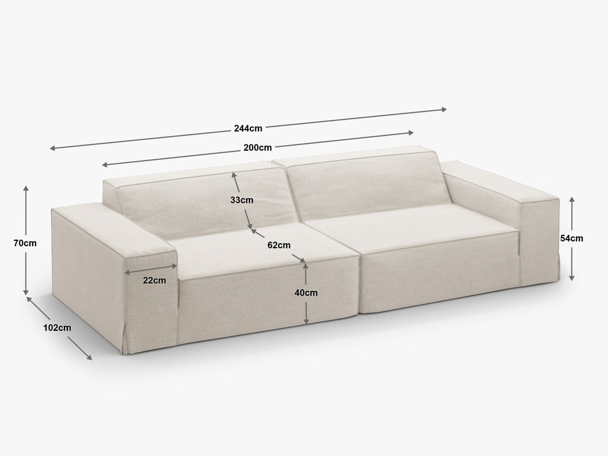 Jodie Modular Sofa 4 Sitzer mit abnehmbaren Bezug in Natural-LINS präsentiert im Onlineshop von KAQTU Design AG. 4er Sofa ist von Micadoni