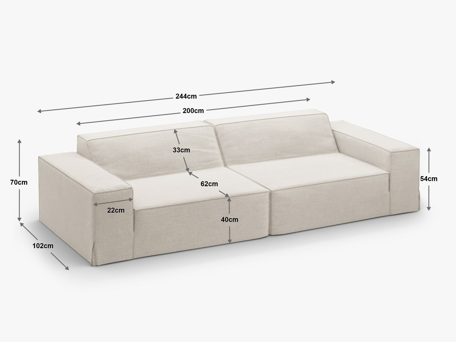 Jodie Modular Sofa 4 Sitzer in Muted Blue präsentiert im Onlineshop von KAQTU Design AG. 4er Sofa ist von Micadoni