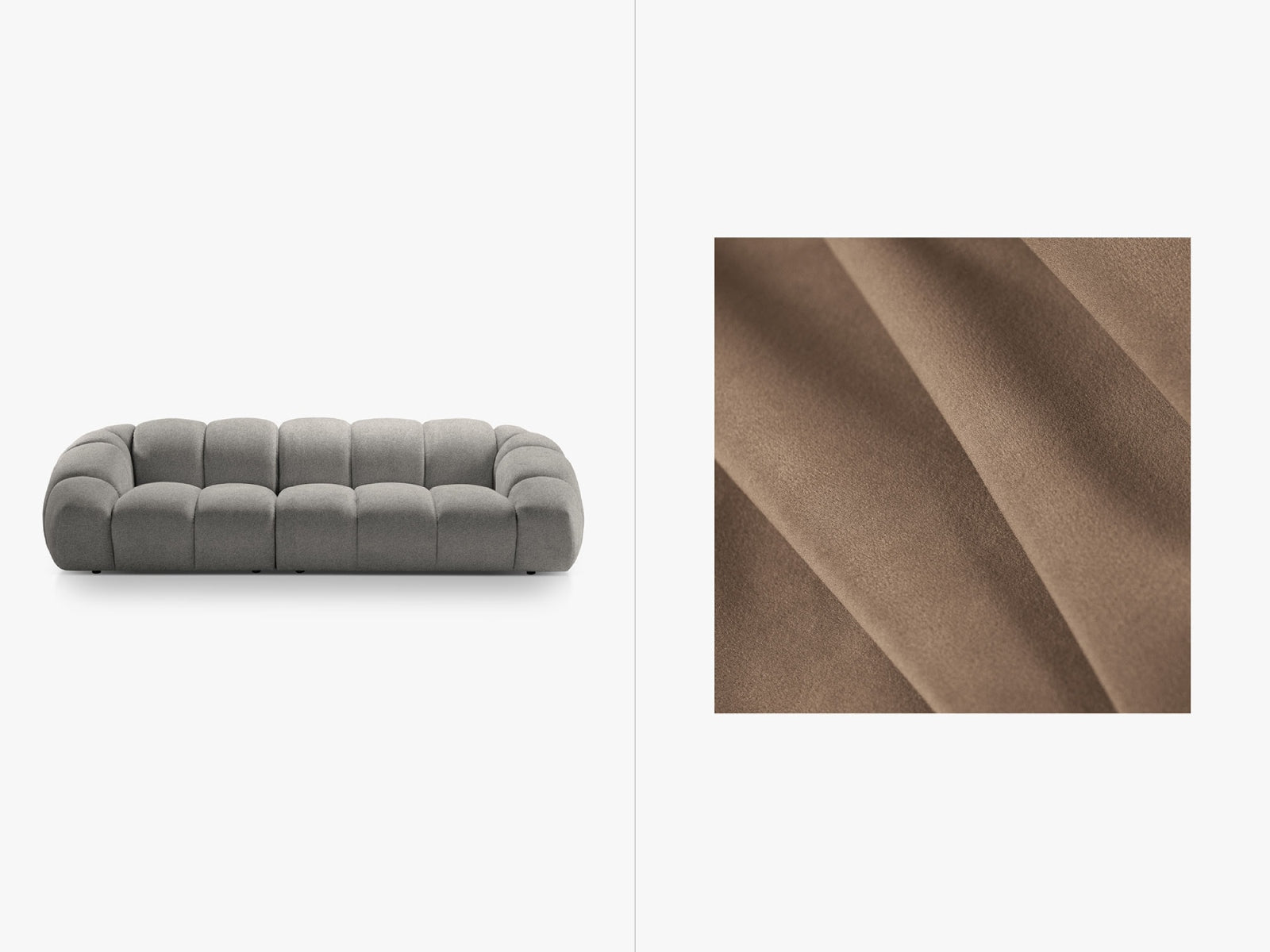 Diana Velour Sofa 4 Sitzer in Grey Brown-Salvador präsentiert im Onlineshop von KAQTU Design AG. 4er Sofa ist von Micadoni