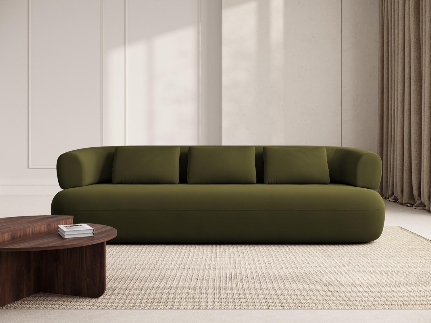 Jenny Velour Sofa 4 Sitzer in Green-Salvador präsentiert im Onlineshop von KAQTU Design AG. 4er Sofa ist von Micadoni