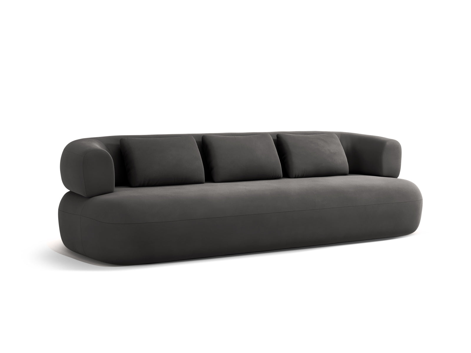 Modernes 4-Sitzer Velour Sofa "Jenny" in edlem Dunkelgrau, perfekt für gemütliche und stilvolle Wohnzimmer von Micadoni.