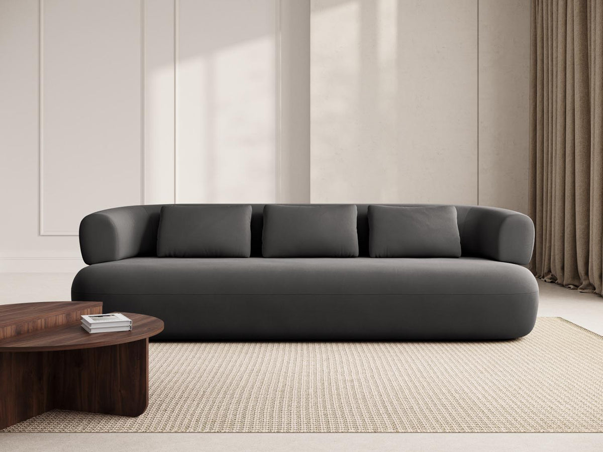 Jenny Velour Sofa 4 Sitzer in Dark Grey-Salvador präsentiert im Onlineshop von KAQTU Design AG. 4er Sofa ist von Micadoni