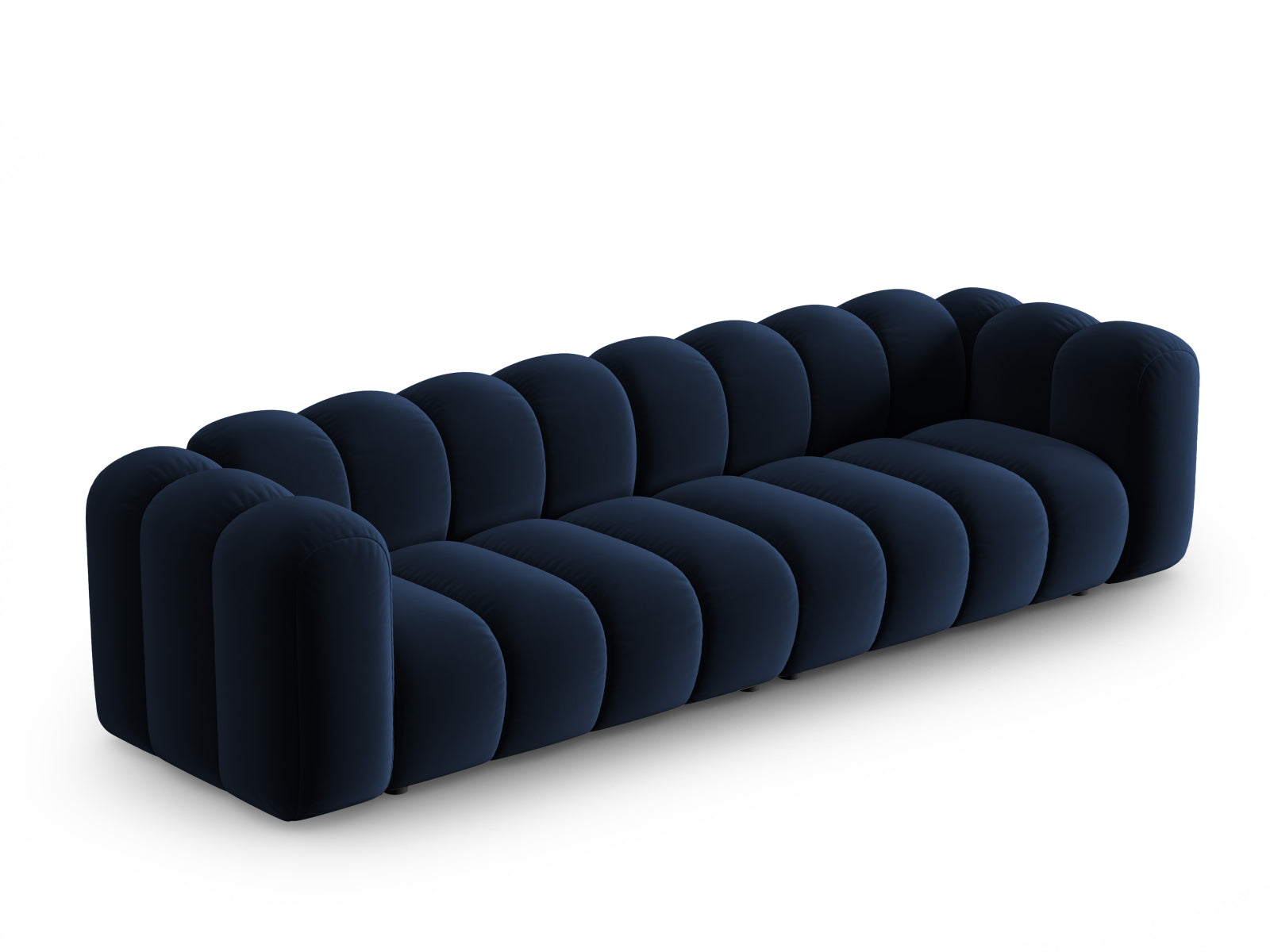 Elegantes Lupine Velour Sofa in Royal Blue, 4-Sitzer, modulares Design von Micadoni, ideal für stilvolle Wohnräume.