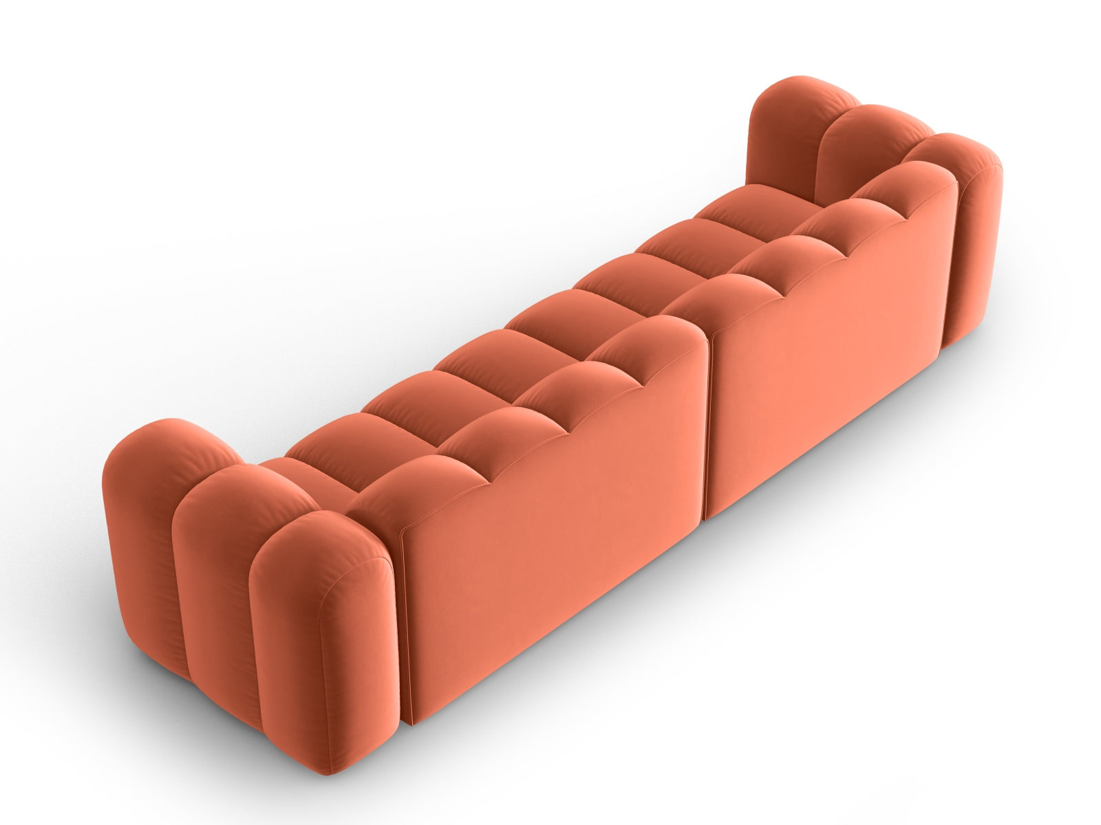 Lupine Velour modulares Sofa 4 Sitzer in Coral-Salvador präsentiert im Onlineshop von KAQTU Design AG. 3er Sofa ist von Micadoni