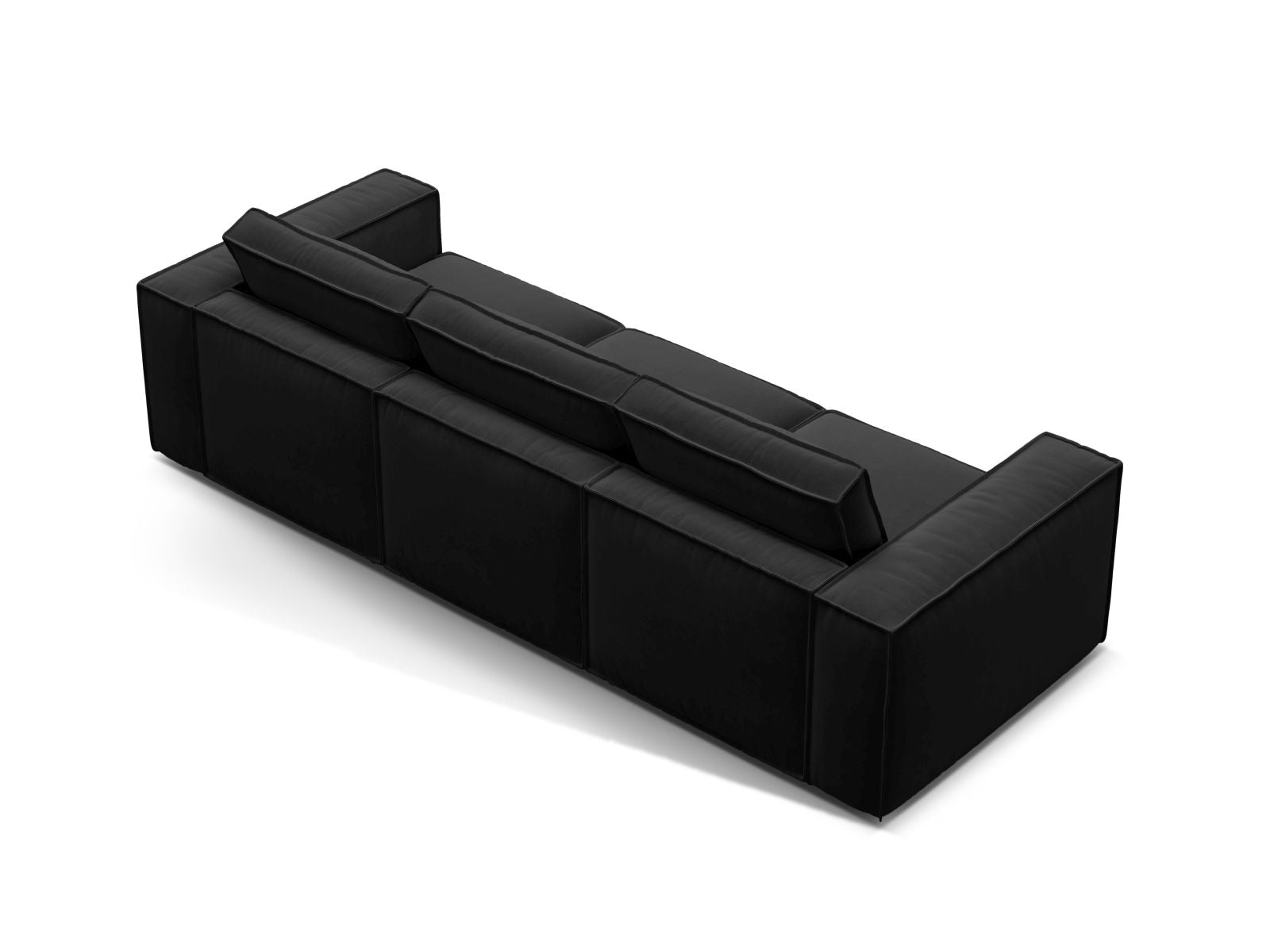 Elegantes 4-Sitzer Sofa Pola in klassischem Schwarz, ideal für moderne Wohnräume und flexible Gestaltung. Bequem und stilvoll.