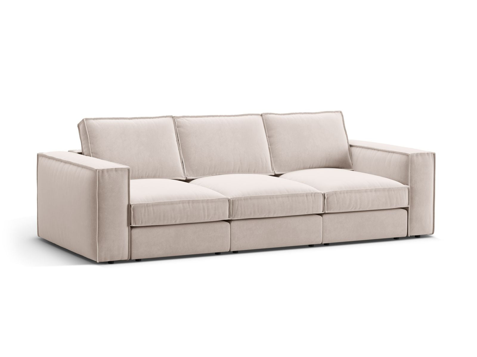 Beige 4-Sitzer Modular Sofa Pola von Micadoni, stilvolles und modernes Design für Ihr Wohnzimmer, ideal für gesellige Abende.
