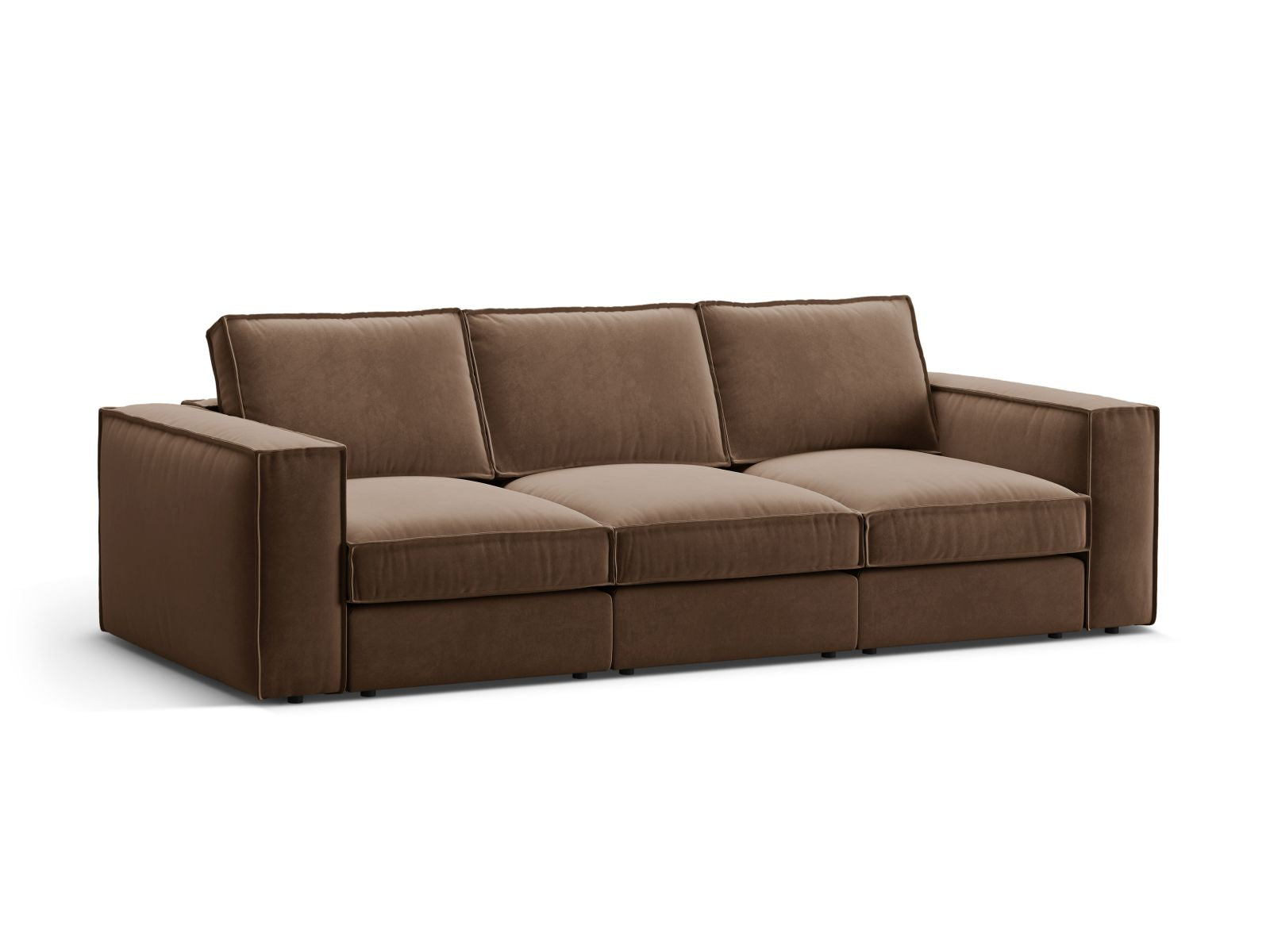 Elegantes 4-Sitzer Modular Sofa Pola in edlem Chocolate-Salvador, ideal für stilvolle Wohnräume, erhältlich bei KAQTU Design AG.