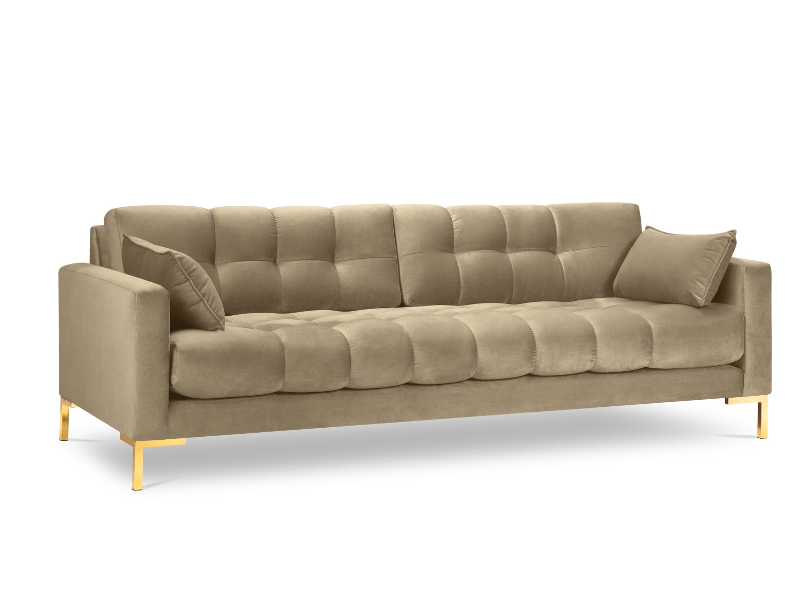 Mamaia Velour Sofa 4 Sitzer in Beige/Gold präsentiert im Onlineshop von KAQTU Design AG. 4er Sofa ist von Micadoni