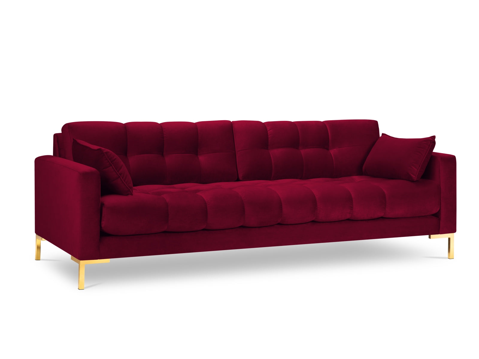 Mamaia Velour Sofa 4 Sitzer in Red/Gold präsentiert im Onlineshop von KAQTU Design AG. 4er Sofa ist von Micadoni