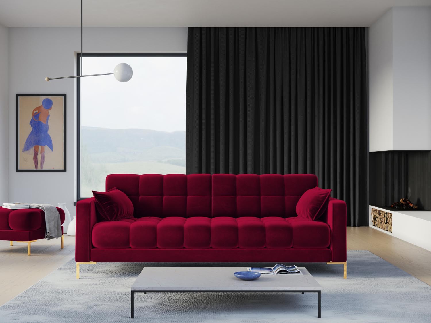 Entdecken Sie das stilvolle Mamaia Velour Sofa 4 Sitzer von Micadoni – ideal für Ihr Wohnzimmer, bequem und pflegeleicht.