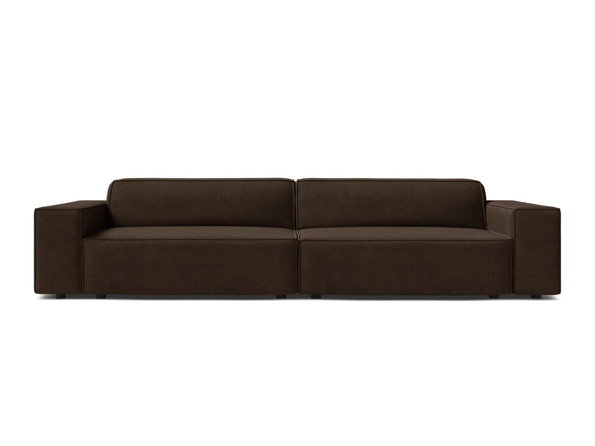 Jodie Velour modulares Sofa 4 Sitzer in Dark Brown-Bluvel präsentiert im Onlineshop von KAQTU Design AG. 4er Sofa ist von Micadoni