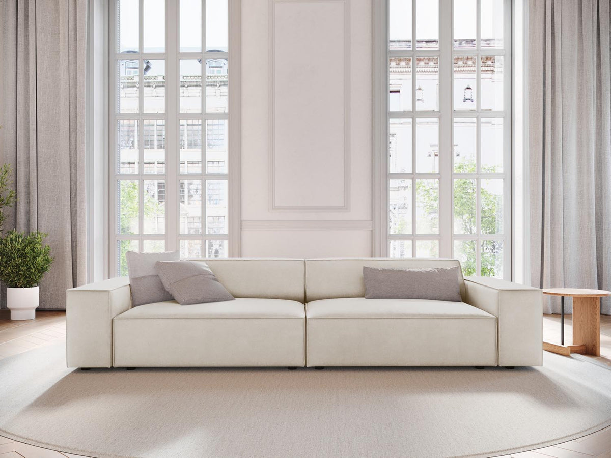 Jodie Velour modulares Sofa 4 Sitzer in Dark Beige-Bluvel präsentiert im Onlineshop von KAQTU Design AG. 3er Sofa ist von Micadoni