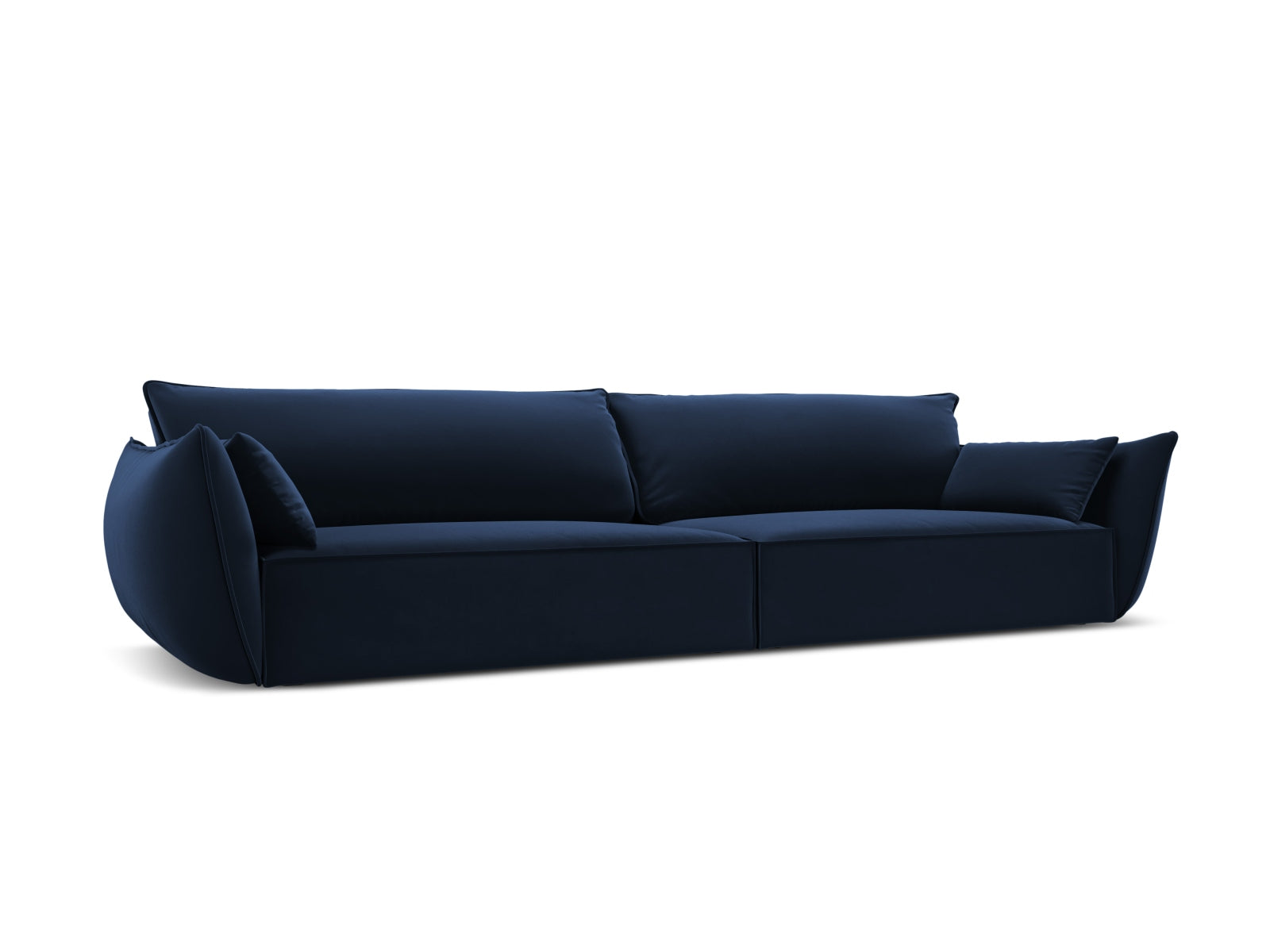 Elegantes Kaelle 4-Sitzer Sofa in Royal Blue-Bluvel, stilvoll und komfortabel, ideal für moderne Wohnräume.
