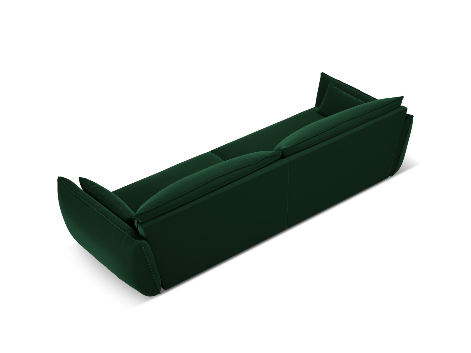 Stilvolles Kaelle 4-Sitzer Sofa in tiefem Flaschengrün, gefertigt aus luxuriösem Bluvel-Stoff, perfekt für moderne Wohnkonzepte.