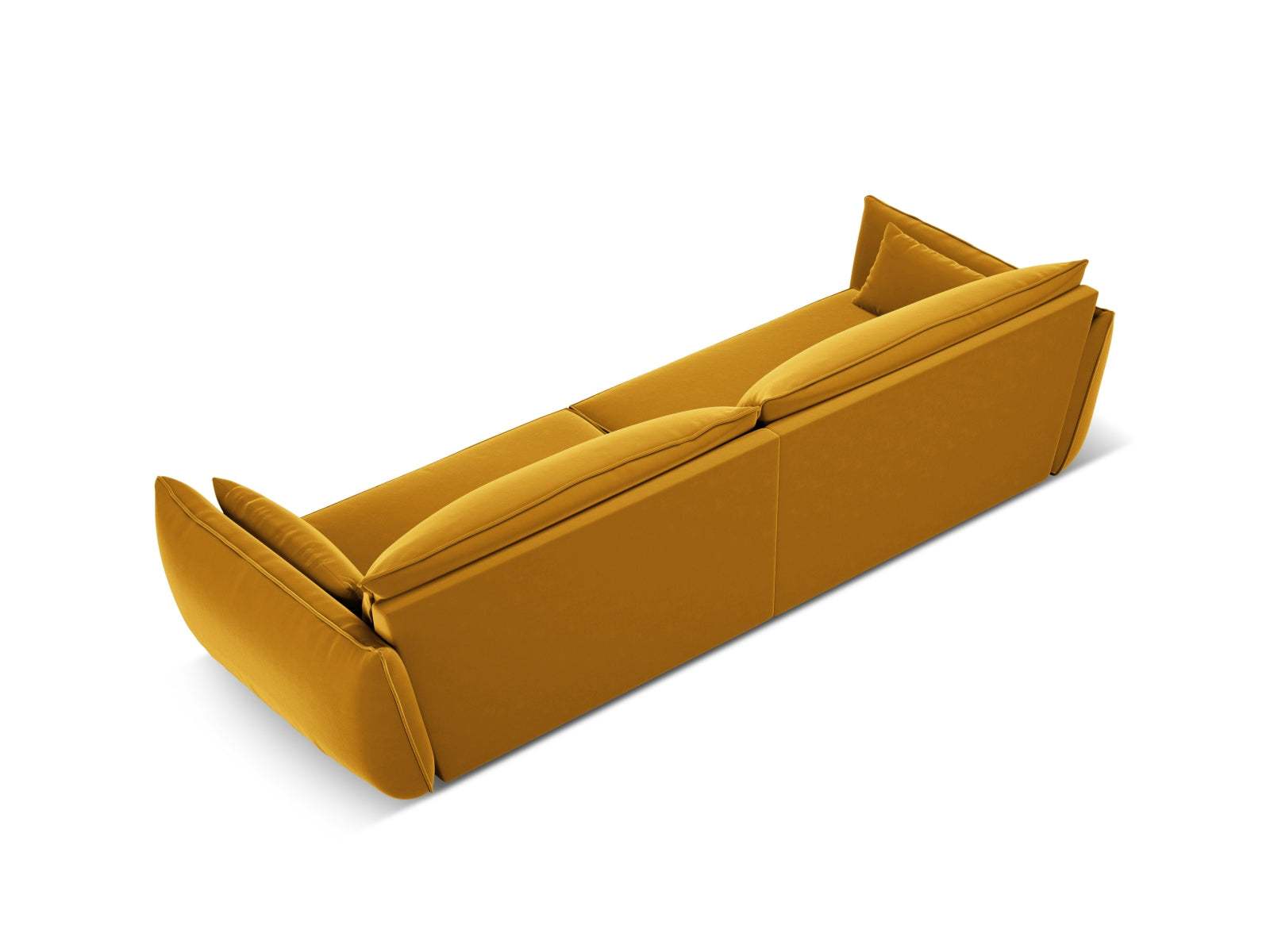 Modernes Kaelle 4-Sitzer Sofa in Yellow-Bluvel, perfekt für gemütliche Wohnzimmer und stilvolle Einrichtung, erhältlich bei Micadoni.
