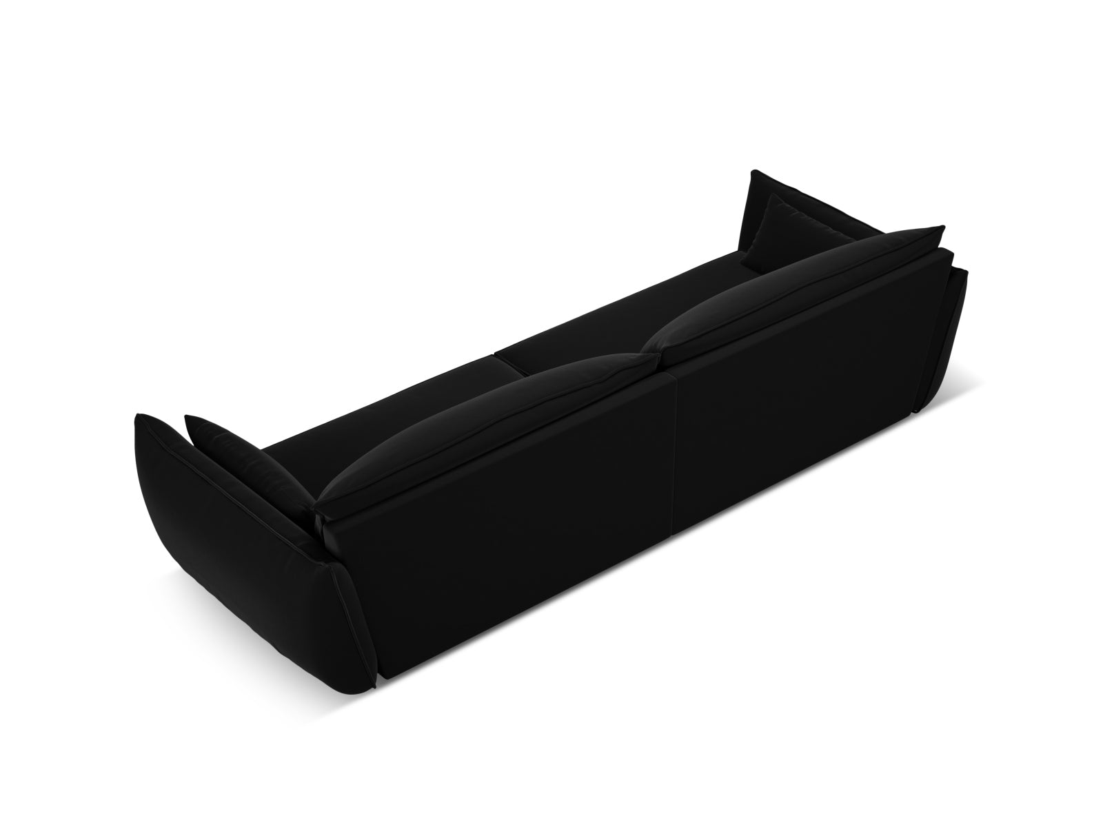 Modernes Kaelle 4-Sitzer Sofa in edlem Black-Bluvel, perfekt für stilvolle Wohnzimmer. Hochwertige Materialien und elegantes Design von Micadoni.