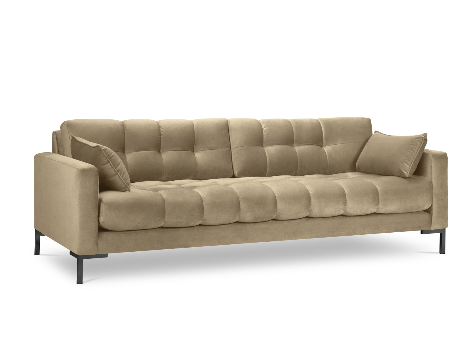 Mamaia Velour Sofa 4 Sitzer in Beige/Schwarz-Bluvel präsentiert im Onlineshop von KAQTU Design AG. 4er Sofa ist von Micadoni