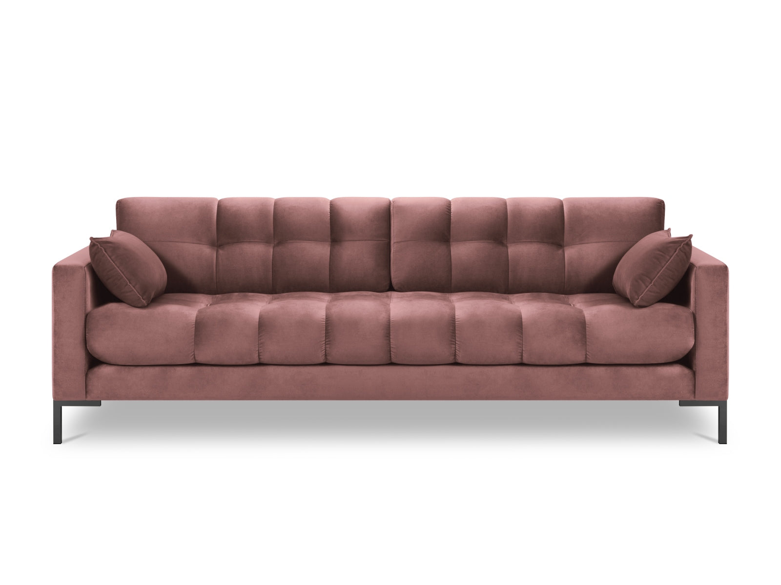 Stylisches 4-Sitzer Sofa Mamaia aus Velours in ansprechendem Pink und Schwarz, perfekt für moderne Wohnkonzepte von Micadoni.