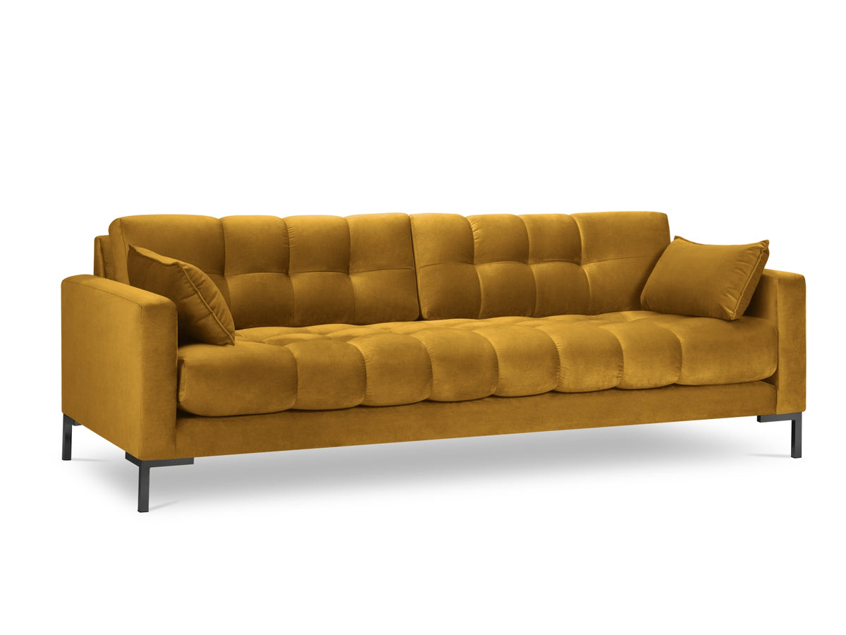 Mamaia Velour Sofa 4 Sitzer in Yellow/Schwarz-Bluvel präsentiert im Onlineshop von KAQTU Design AG. 4er Sofa ist von Micadoni