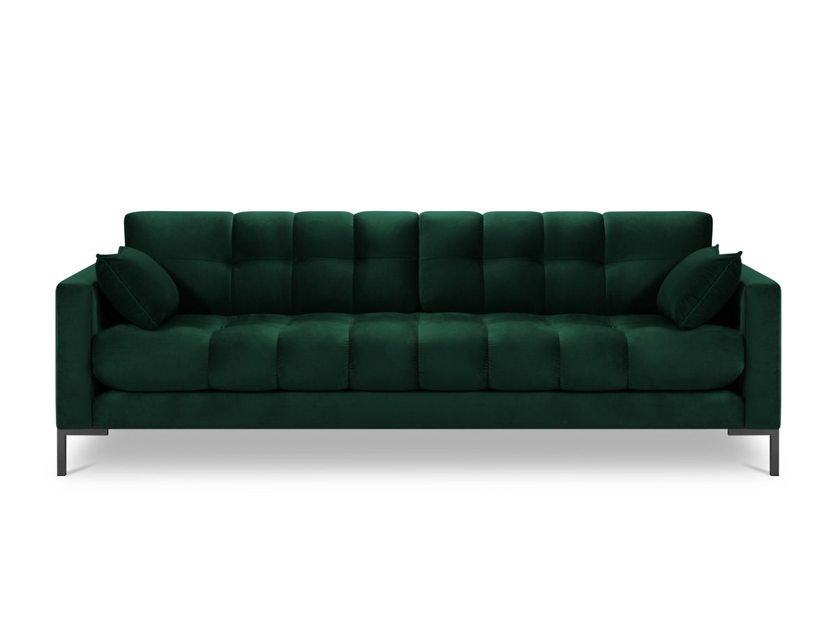Mamaia Velour Sofa 4 Sitzer in Bottle Green/Schwarz-Bluvel präsentiert im Onlineshop von KAQTU Design AG. 4er Sofa ist von Micadoni