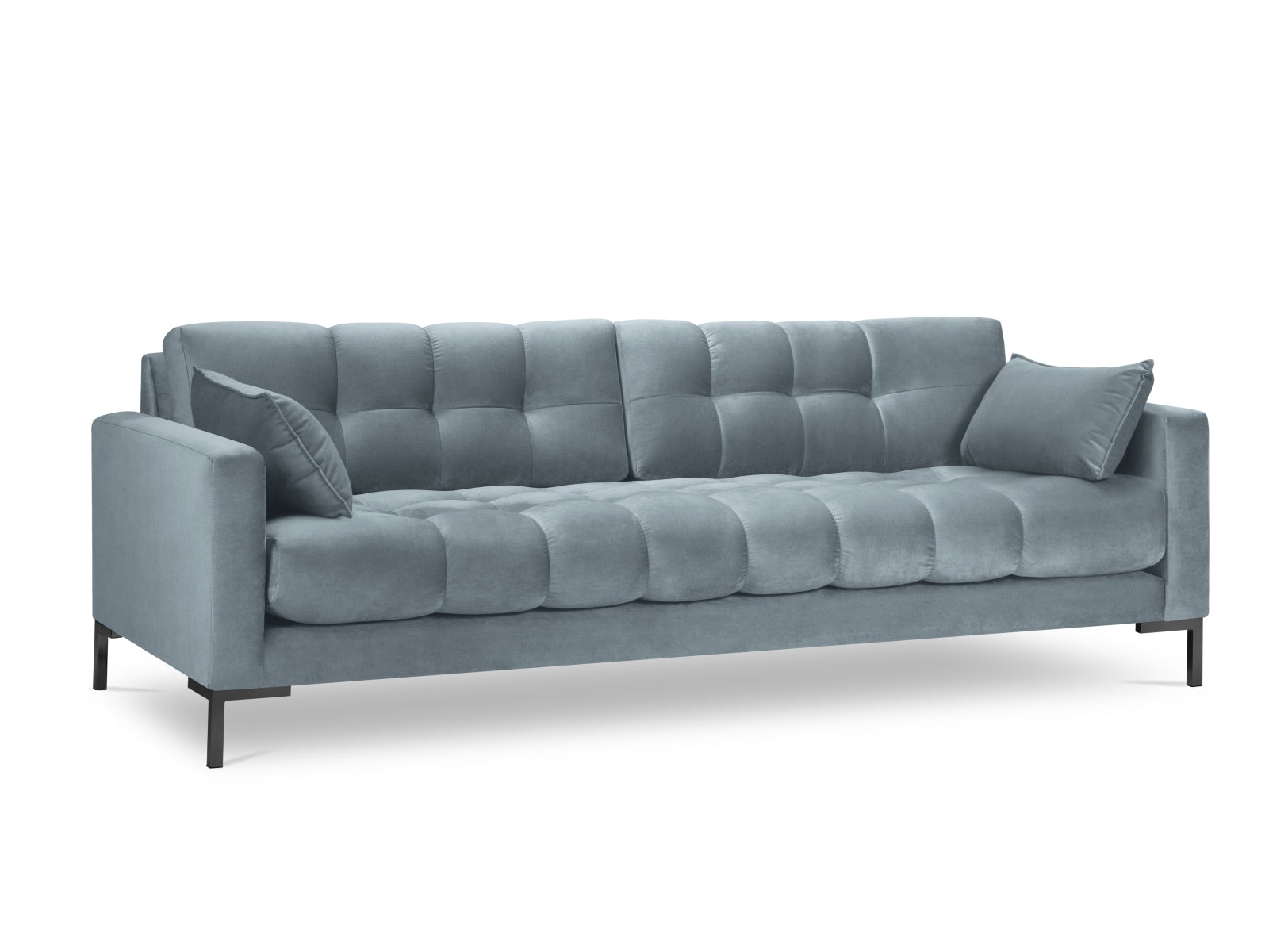 Mamaia Velour Sofa 4 Sitzer in Light Blue/Schwarz-Bluvel präsentiert im Onlineshop von KAQTU Design AG. 4er Sofa ist von Micadoni