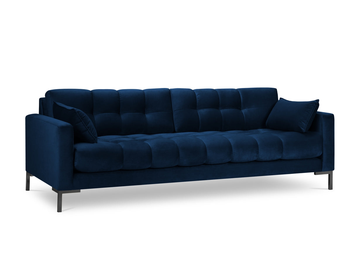 Mamaia Velour Sofa 4 Sitzer in Royal Blue/Schwarz-Bluvel präsentiert im Onlineshop von KAQTU Design AG. 4er Sofa ist von Micadoni