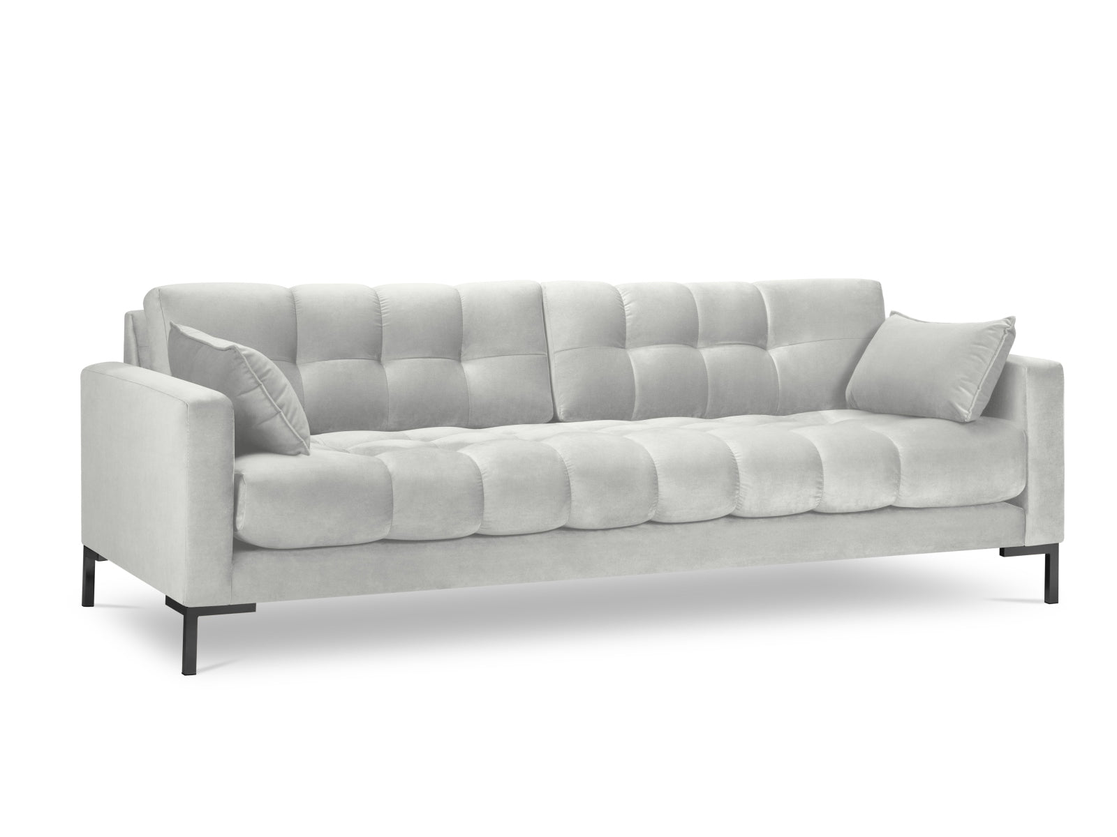 Mamaia Velour Sofa 4 Sitzer in Silver/Schwarz-Bluvel präsentiert im Onlineshop von KAQTU Design AG. 4er Sofa ist von Micadoni