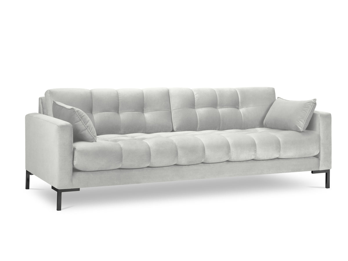 Mamaia Velour Sofa 4 Sitzer in Silver/Schwarz-Bluvel präsentiert im Onlineshop von KAQTU Design AG. 4er Sofa ist von Micadoni