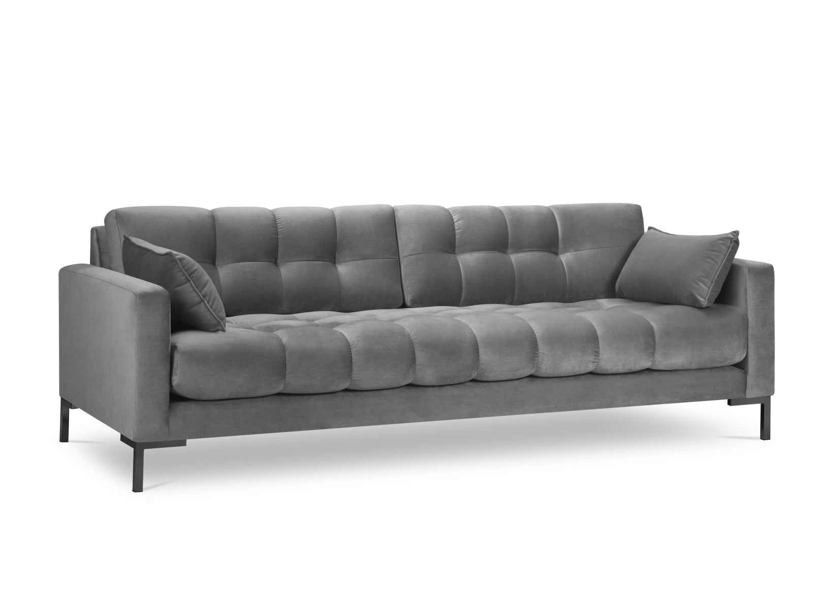 Mamaia Velour Sofa 4 Sitzer in Light Grey/Schwarz-Bluvel präsentiert im Onlineshop von KAQTU Design AG. 4er Sofa ist von Micadoni