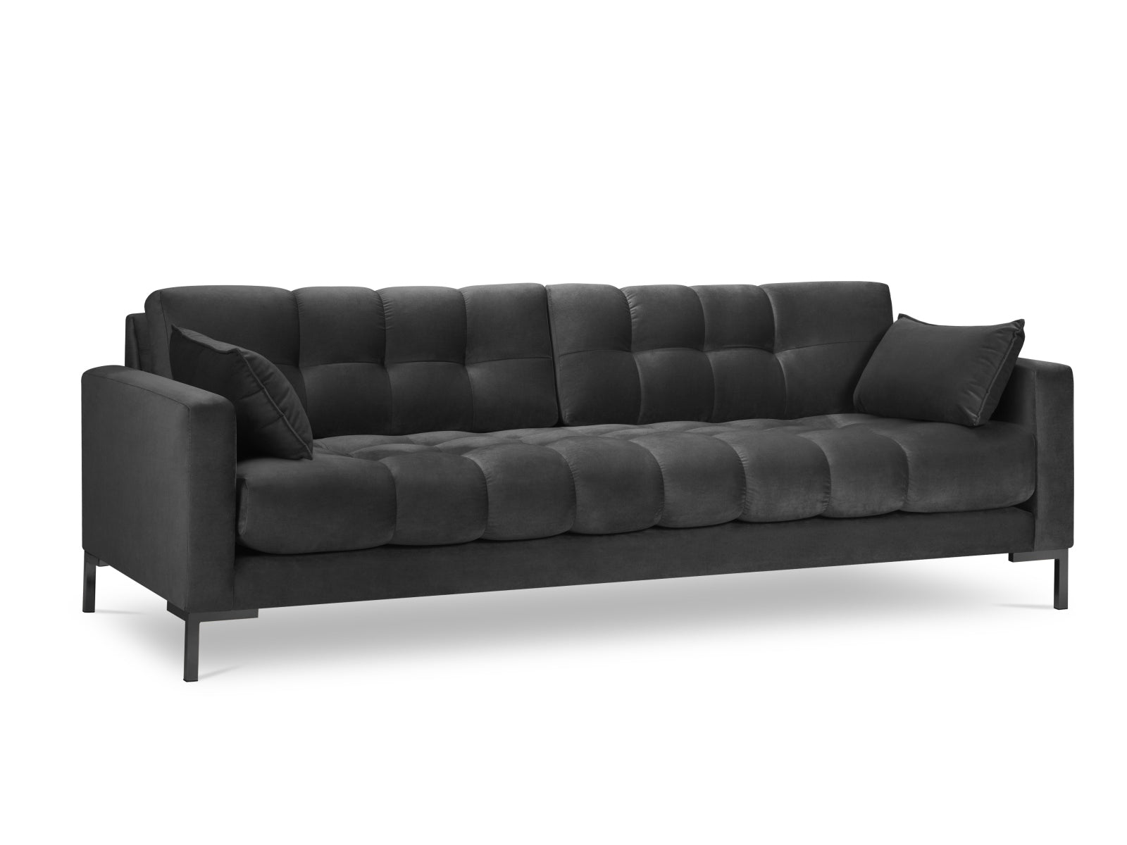 Mamaia Velour Sofa 4 Sitzer in Dark Grey/Schwarz-Bluvel präsentiert im Onlineshop von KAQTU Design AG. 4er Sofa ist von Micadoni