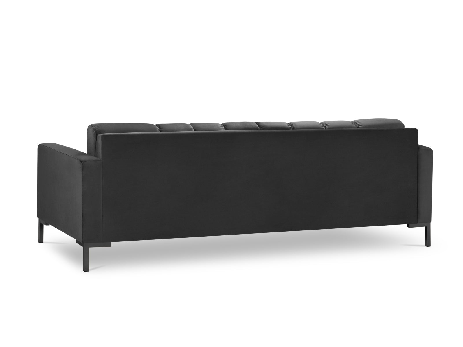 Elegantes 4-Sitzer Sofa Mamaia aus weichem Velours in edlem Dunkelgrau, ideal für gemütliche Abende und modernes Wohndesign.