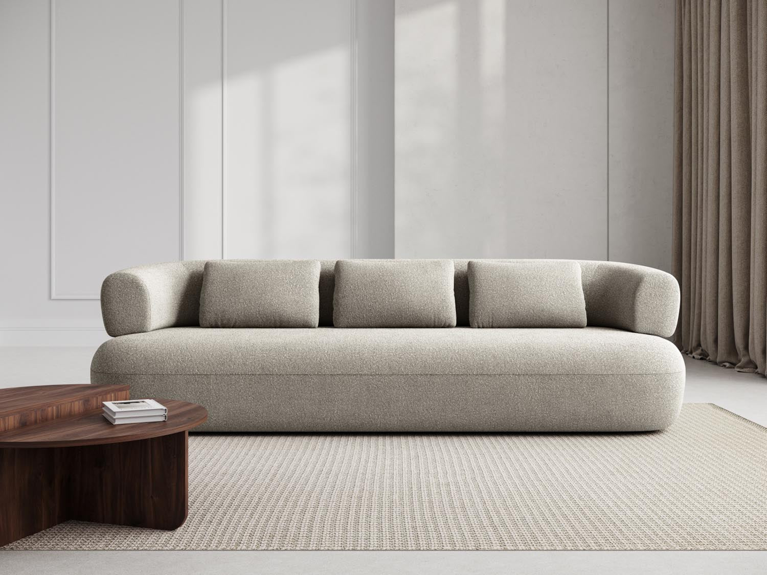 Entdecken Sie das stilvolle Jenny Boucle Sofa 4 Sitzer von Micadoni – der Inbegriff von Eleganz und Komfort für Ihr modernes Wohnzimmer.