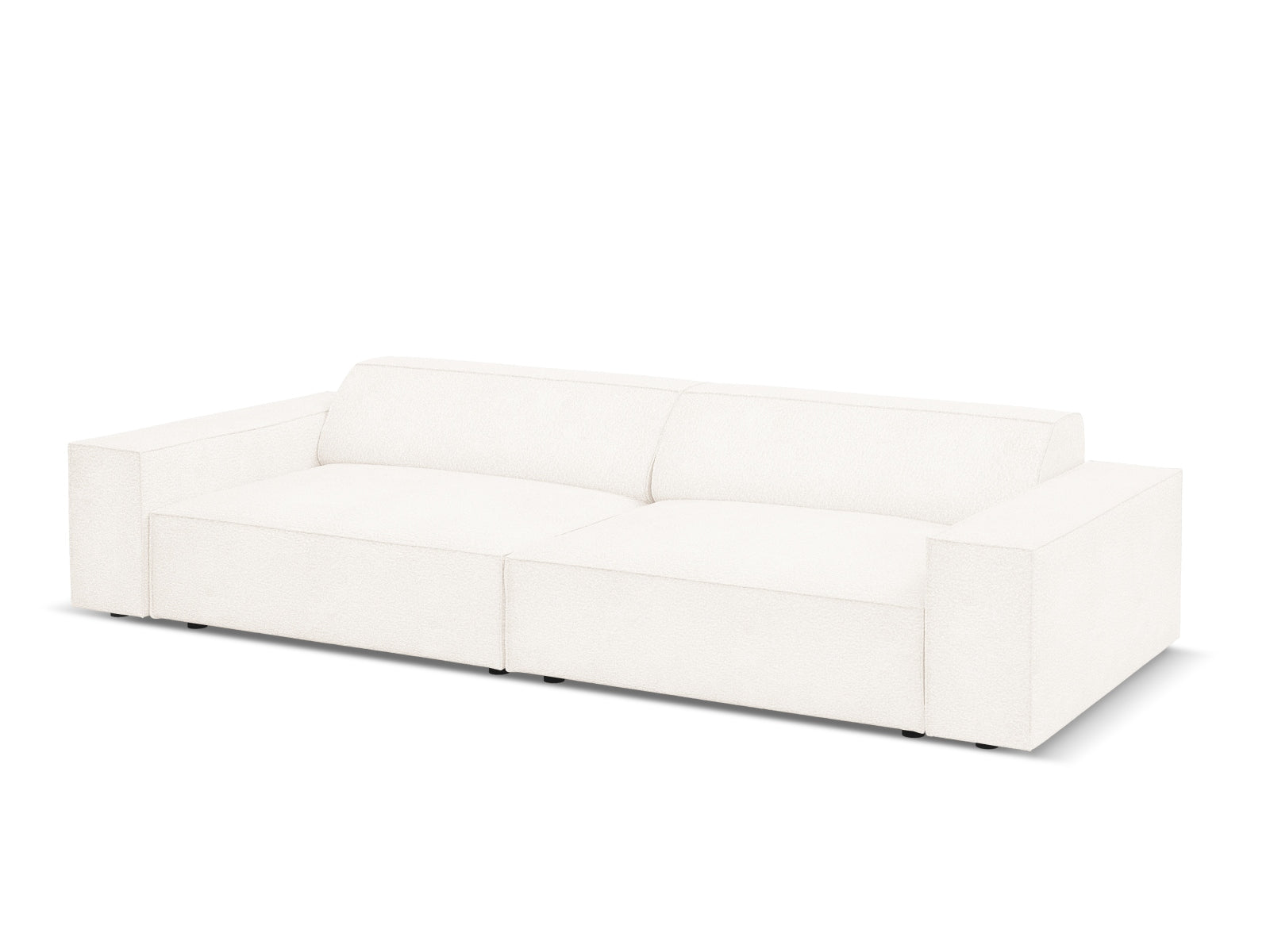 Erleben Sie das Jodie Boucle Sofa von Micadoni – ein elegantes, modulares 4-Sitzer Möbelstück, das Komfort und Stil vereint.