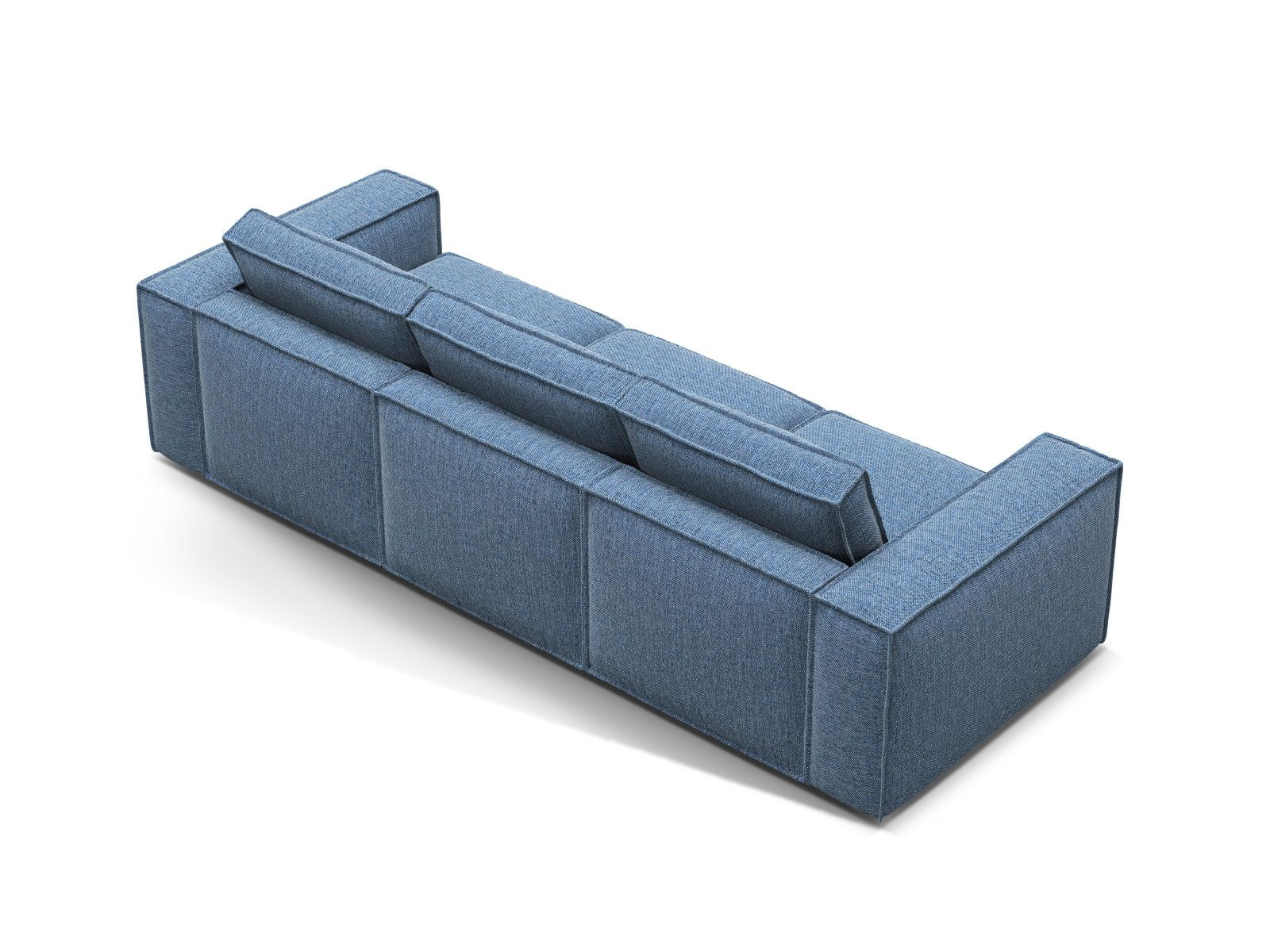 Elegantes 4-Sitzer Sofa Pola in edlem Blau, ideal für moderne Wohnräume und stilvolle Einrichtungskonzepte.