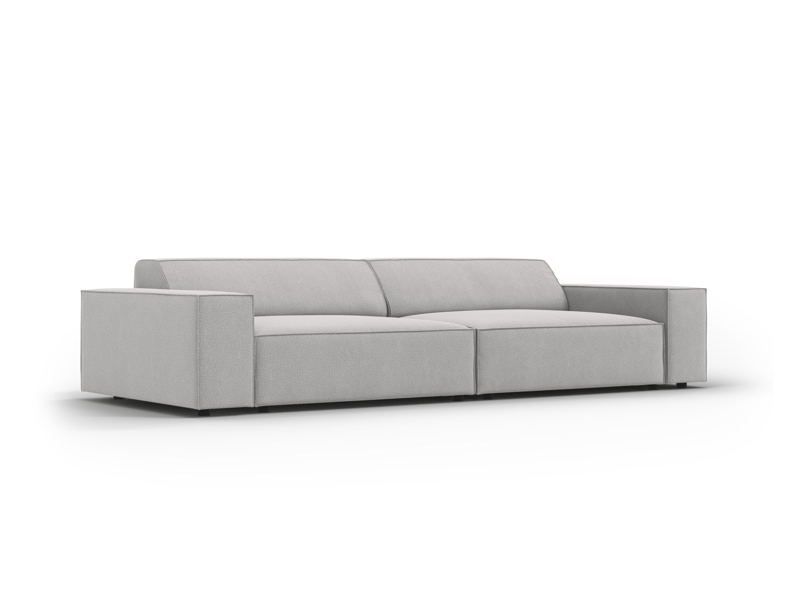 Modulares 4-Sitzer Sofa Jodie von Micadoni in sanftem Grau, perfekt für zeitgemäße Wohnkonzepte und gemütliche Zusammenkünfte.