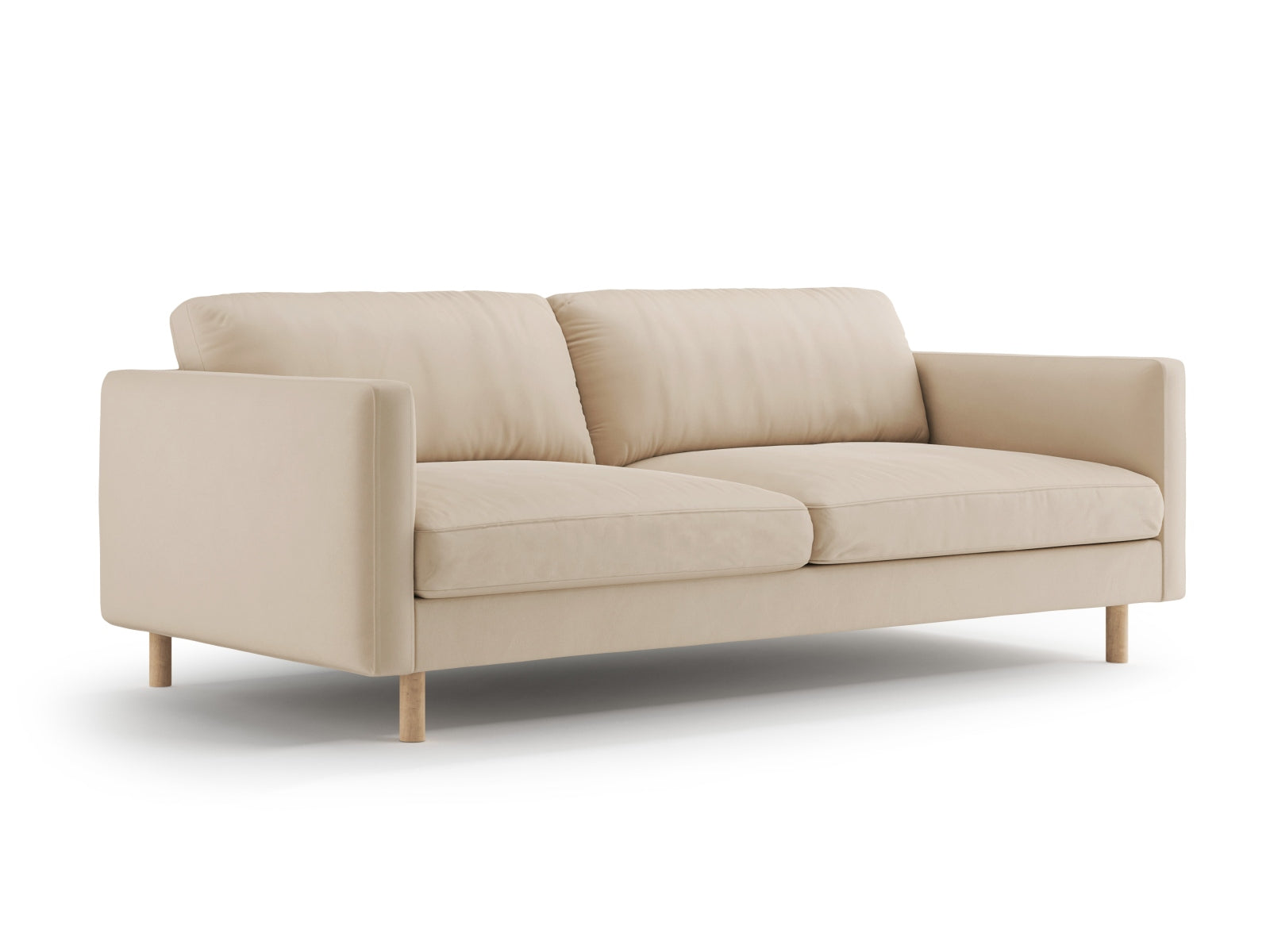 Elegantes Eden Velour Sofa für 4 Personen in sanftem Nude-Ton, ideal für stilvolle Wohnräume und gemütliche Abende.