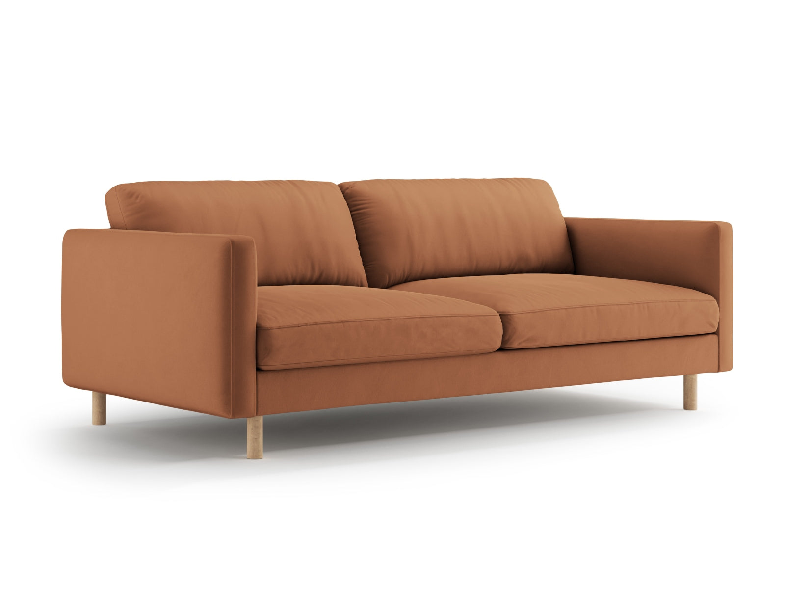 Elegantes Eden Velour Sofa für 4 Personen in warmem Honey-Paris Farbton, ideal für stilvolle Wohnräume.