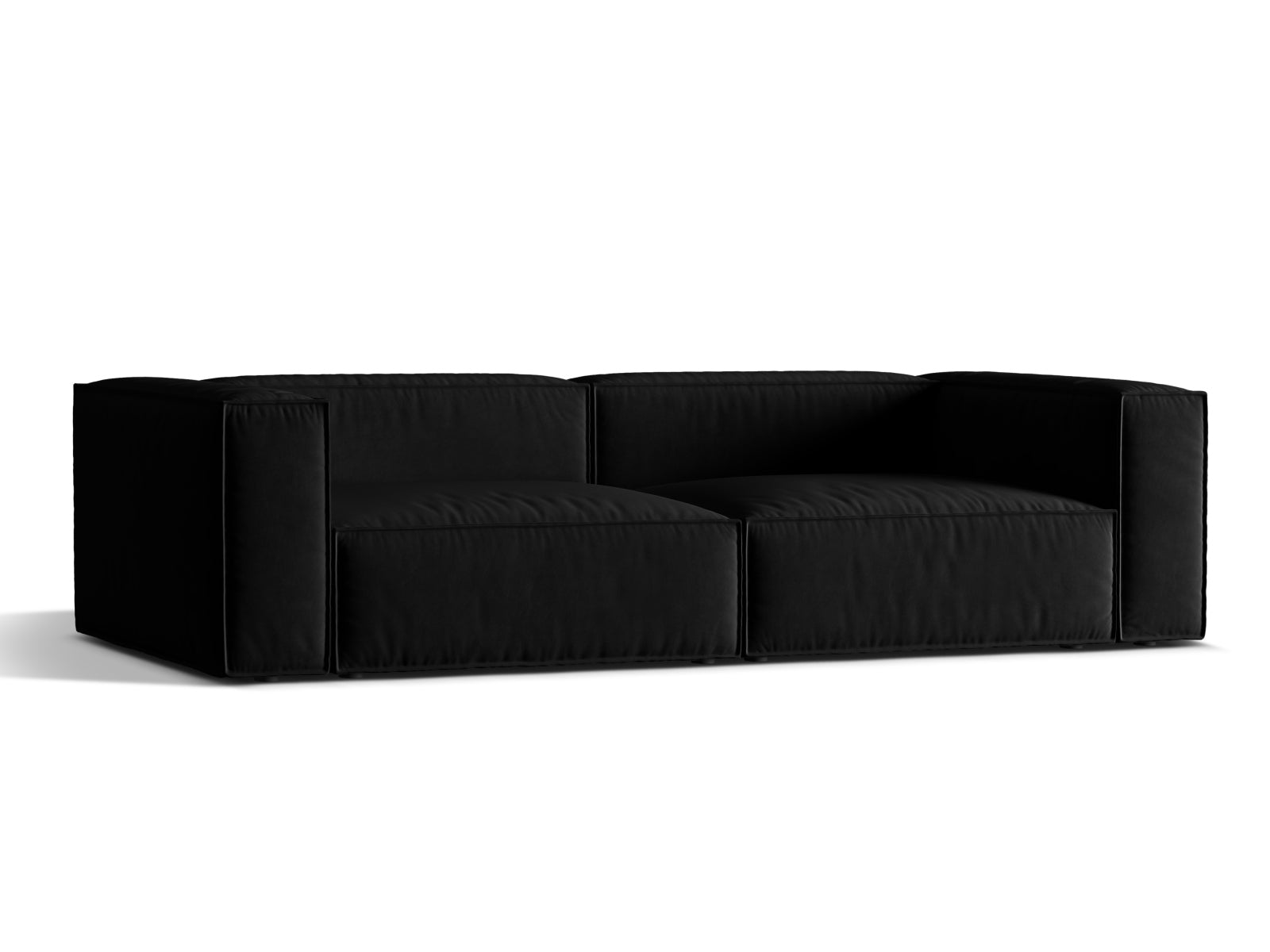 Elegantes Nuria Velour Sofa in Schwarz, 5-Sitzer von Micadoni, ideal für stilvolle Wohnräume und gemütliche Abende.